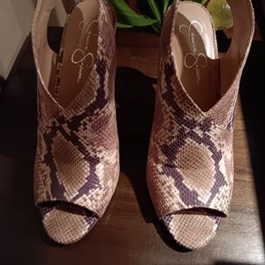 Peep toe strapped heels